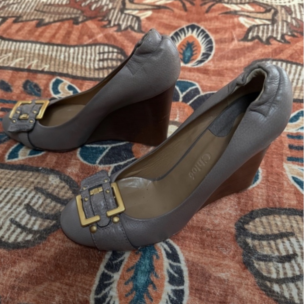 Chloé Wedges in Leather and Wood with a Buckle Size 9 - Picture 6 of 12